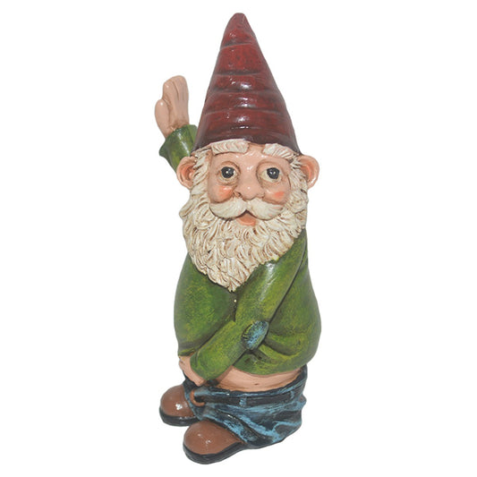 Resin ornament statue of white bearded gnome