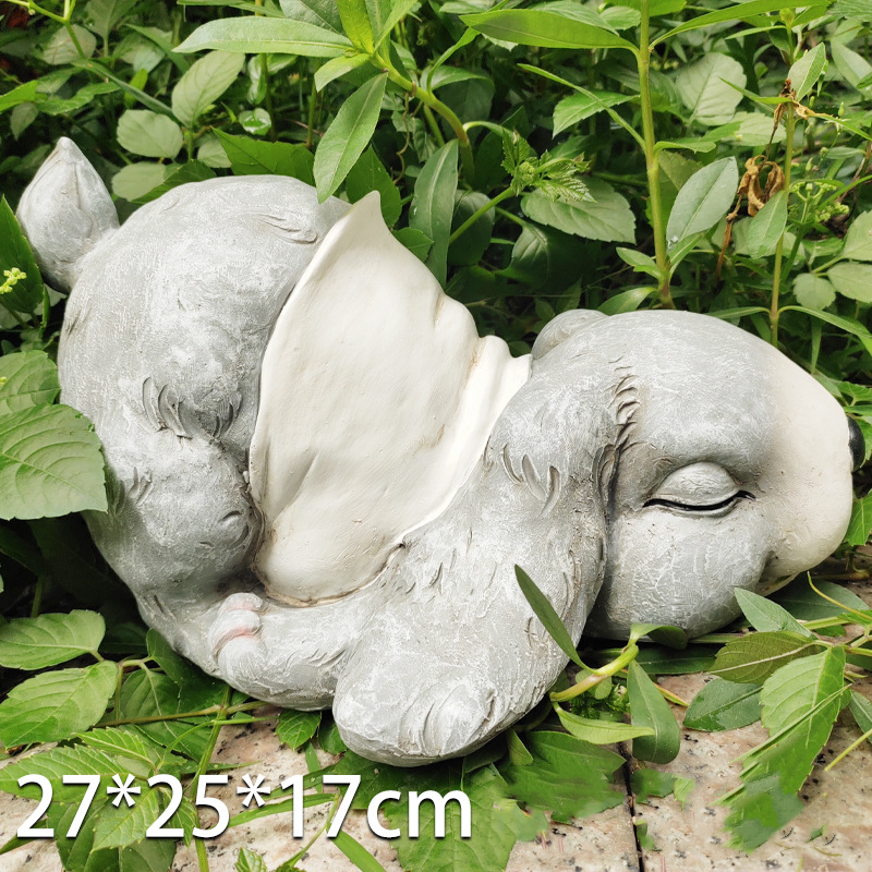 Garden decoration decorations, garden cartoon rabbits, sleeping rabbits