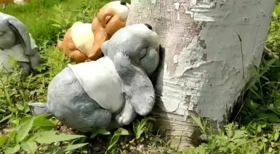 Garden decoration decorations, garden cartoon rabbits, sleeping rabbits