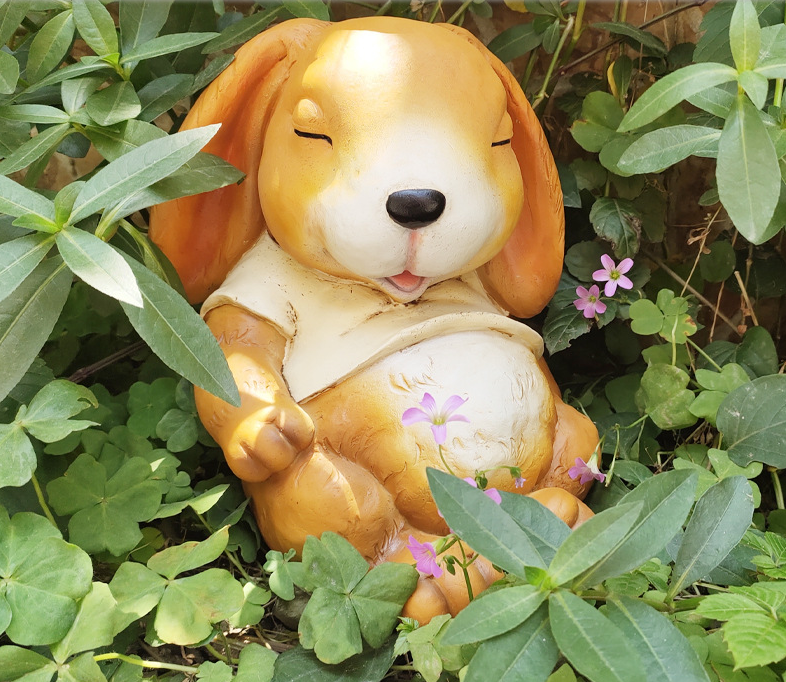 Garden decoration decorations, garden cartoon rabbits, sleeping rabbits