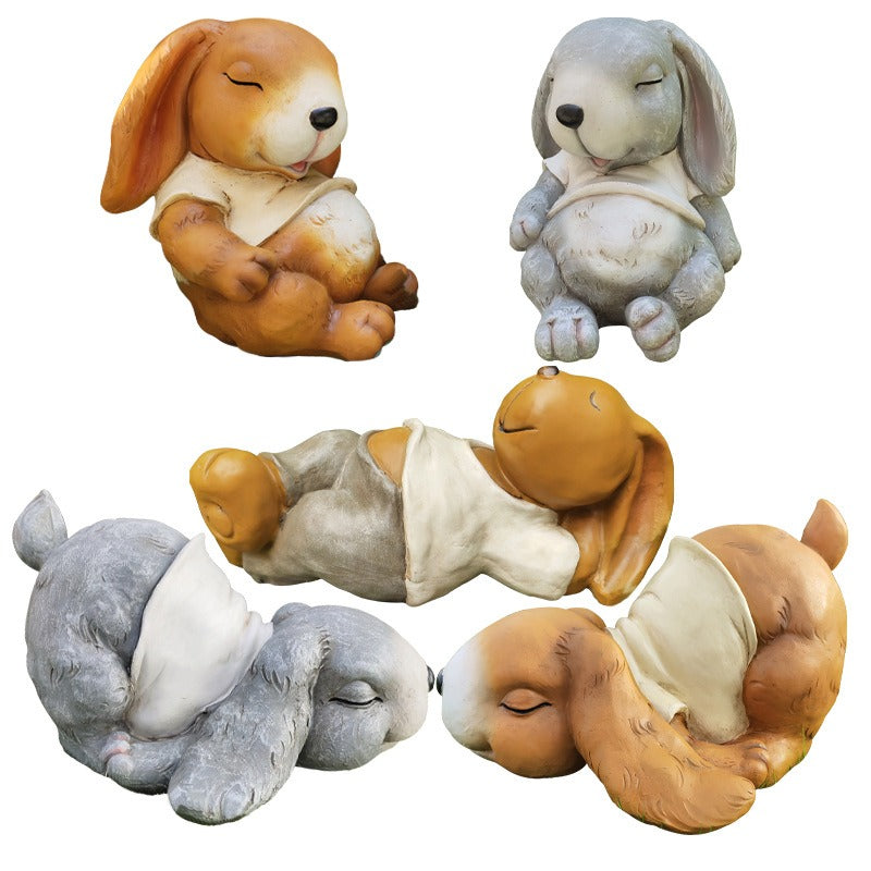 Garden decoration decorations, garden cartoon rabbits, sleeping rabbits