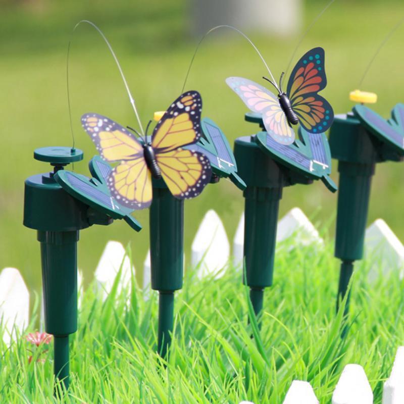 Vibration Solar Power Dancing Flying Fluttering Butterflies Hummingbird Garden Decorative Stake