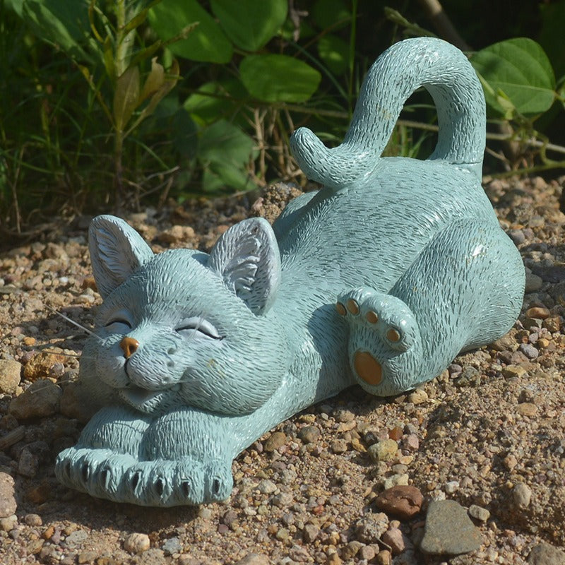 Smiling Cat Garden Courtyard Resin