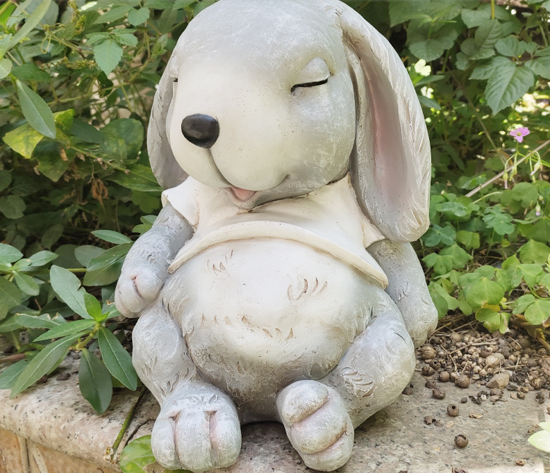 Garden decoration decorations, garden cartoon rabbits, sleeping rabbits