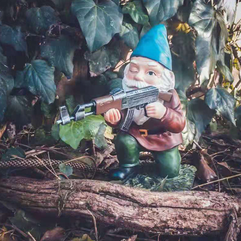 Creative Garden Dwarf Statue Combat Troops Garden Gnome Resin Ornament Garden Handicraft Ornament