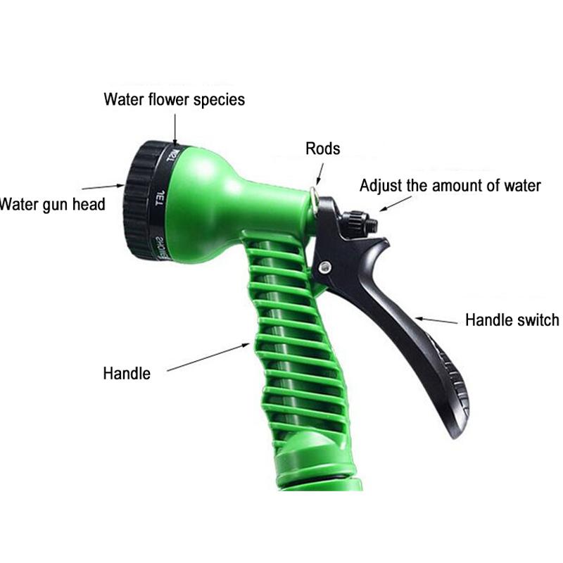 25FT Garden Water Gun Magic Flexible Hose Expandable High Pressure Spray Gun With Pipe 7 Modes for Watering