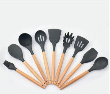 9 Pcs/Set Silicone Spatula Heat-resistant Soup Spoon Non-stick Special Cooking Shovel Kitchen Tools