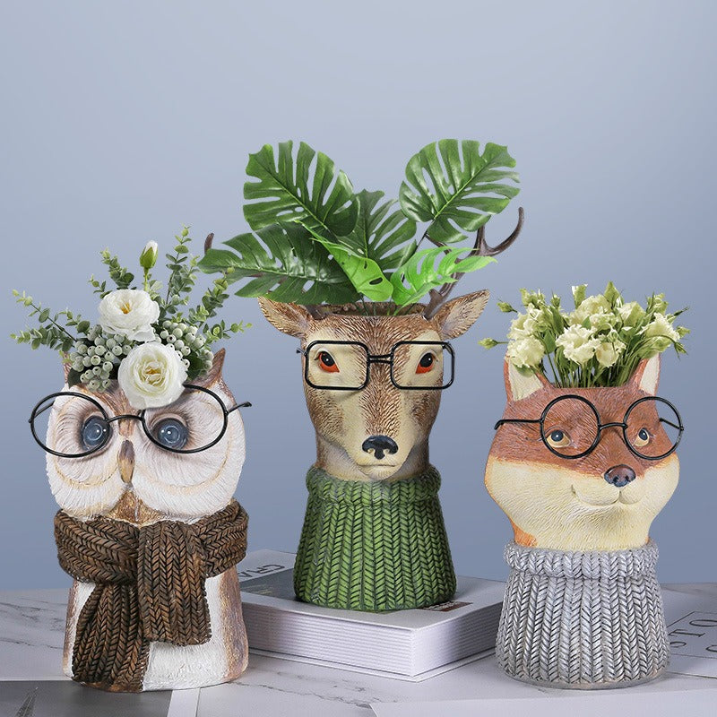 Outdoor garden animal flowerpot ornaments