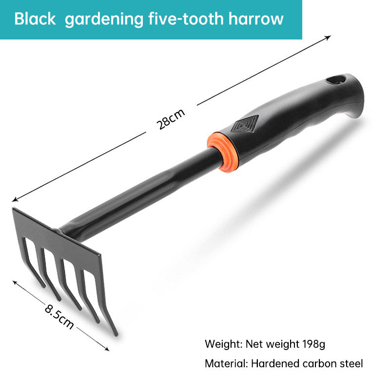 Garden Tools Black Plastic Handle Spray Plastic Two-headed Dual-use Hoe Five-tooth Rake Shovel Outdoor Flower Shovel