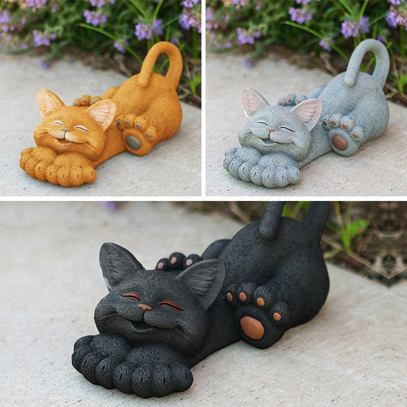 Smiling Cat Garden Courtyard Resin