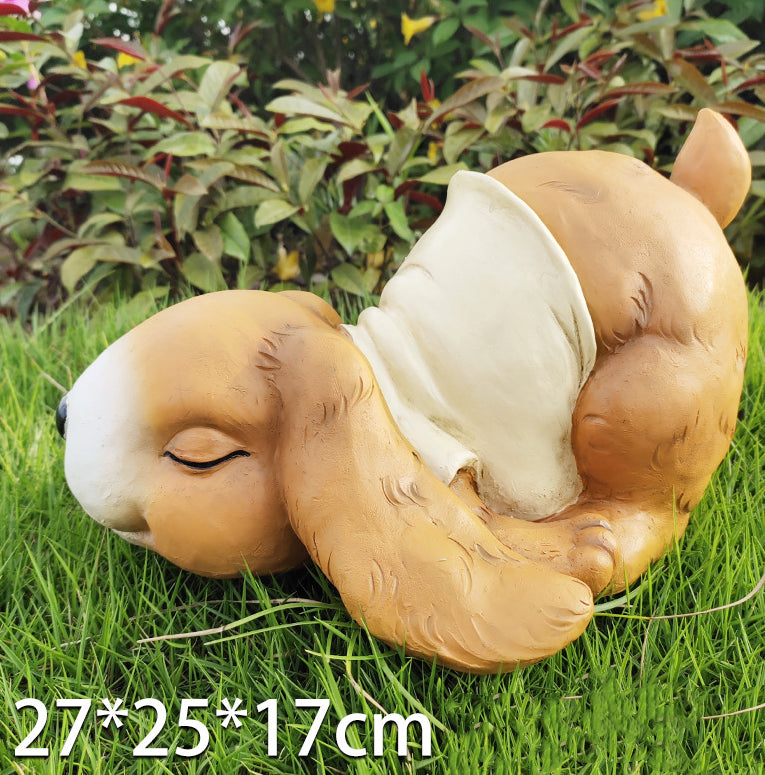 Garden decoration decorations, garden cartoon rabbits, sleeping rabbits