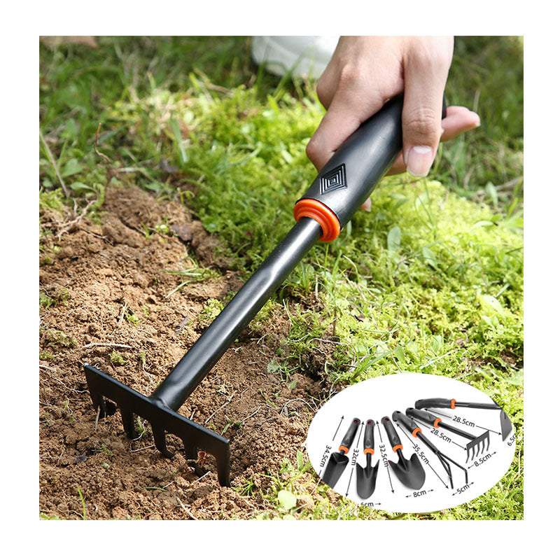 Garden Tools Black Plastic Handle Spray Plastic Two-headed Dual-use Hoe Five-tooth Rake Shovel Outdoor Flower Shovel