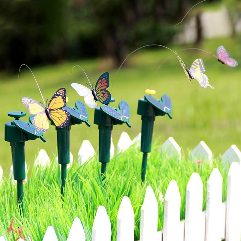 Vibration Solar Power Dancing Flying Fluttering Butterflies Hummingbird Garden Decorative Stake