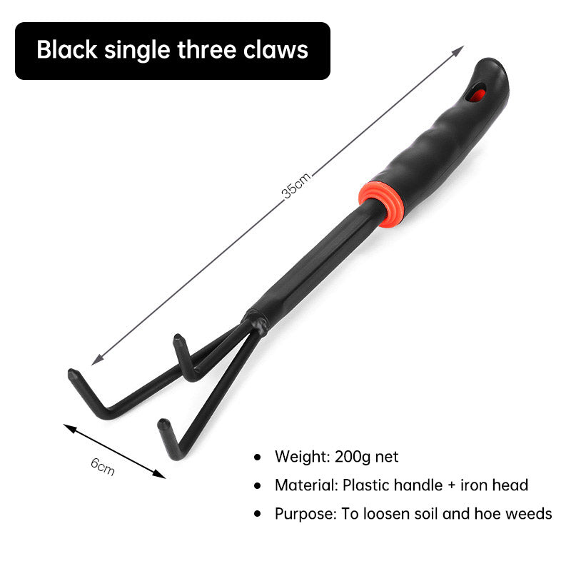 Garden Tools Black Plastic Handle Spray Plastic Two-headed Dual-use Hoe Five-tooth Rake Shovel Outdoor Flower Shovel