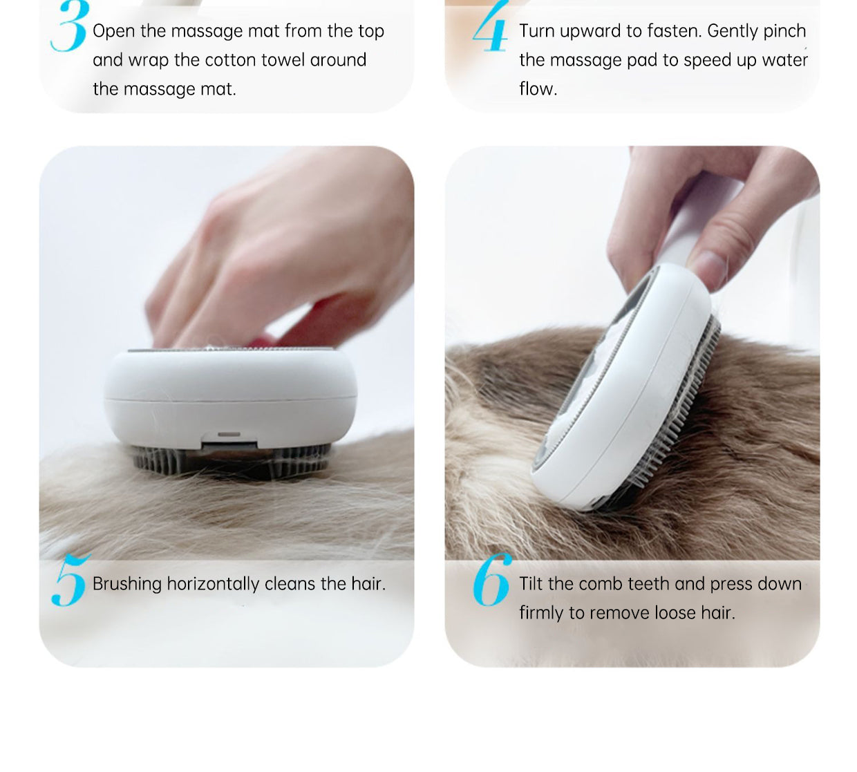 2 In 1 Hair Removal Cleaning Double Side Bath Rake Comb Pet Dog Cat Shedding Deshedding Brush Grooming Comb With Water Tank