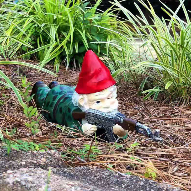 Creative Garden Dwarf Statue Combat Troops Garden Gnome Resin Ornament Garden Handicraft Ornament