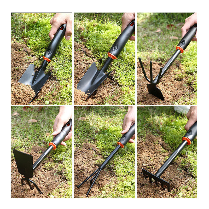 Garden Tools Black Plastic Handle Spray Plastic Two-headed Dual-use Hoe Five-tooth Rake Shovel Outdoor Flower Shovel