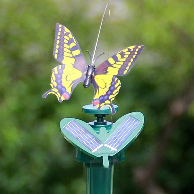 Vibration Solar Power Dancing Flying Fluttering Butterflies Hummingbird Garden Decorative Stake